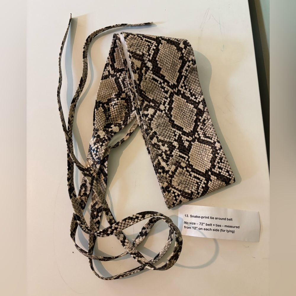 Snake print wide wrap around belt